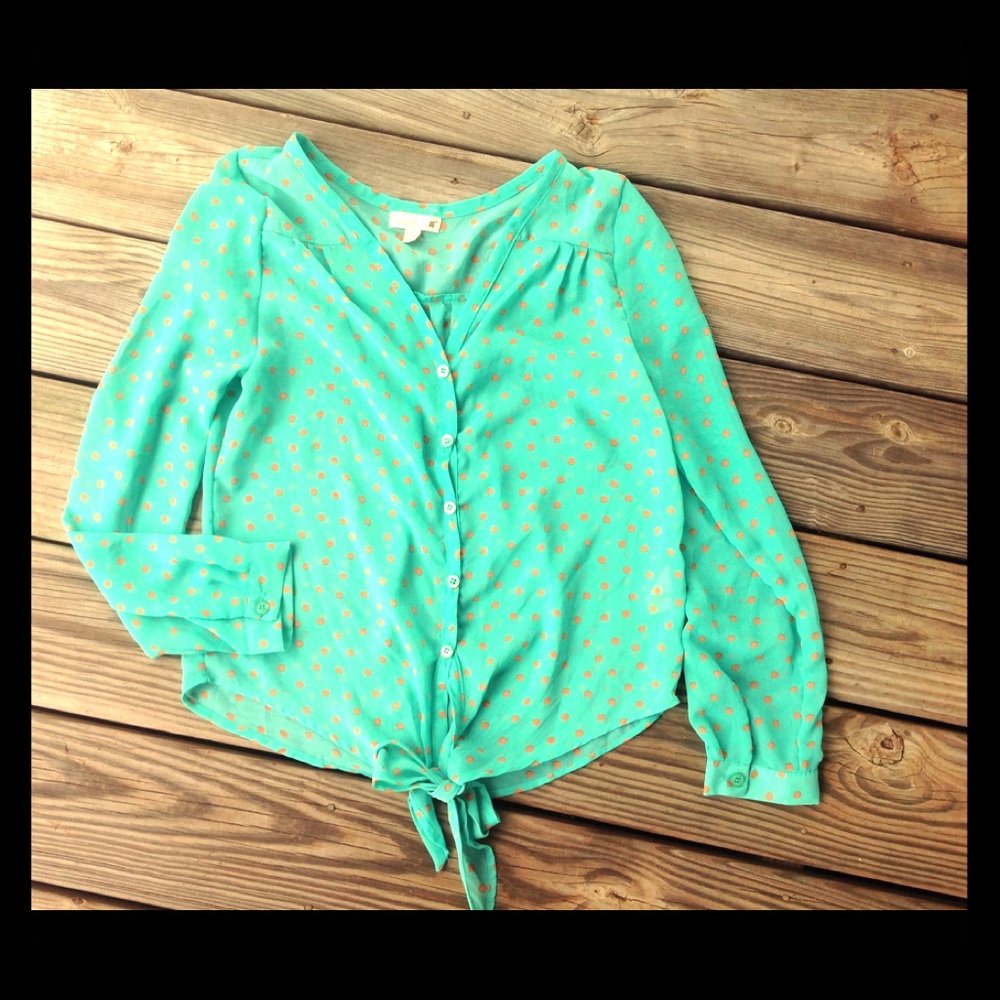 Teal Polka-Dot Top
